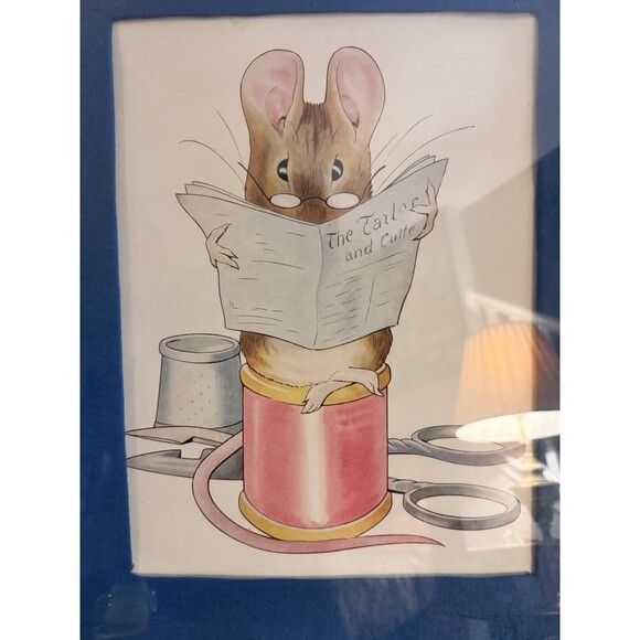 VTG 80s Tale of Peter Rabbit BIG Framed Wood Poster Nursery Mouse Wall Decor - Picture 8 of 9
